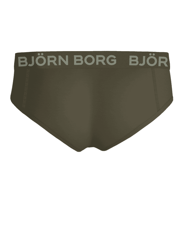 Vue arrière du Cotton Stretch Briefs 3-pack Vert en coton stretch doux avec taille élastique à logo gris. - Image 3