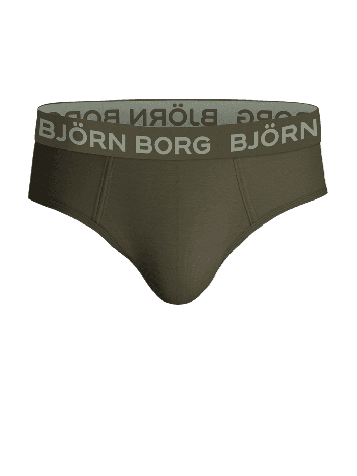 Vue de face du slip vert en coton stretch du Cotton Stretch Briefs 3-pack avec une ceinture élastique à logo. - Image 2