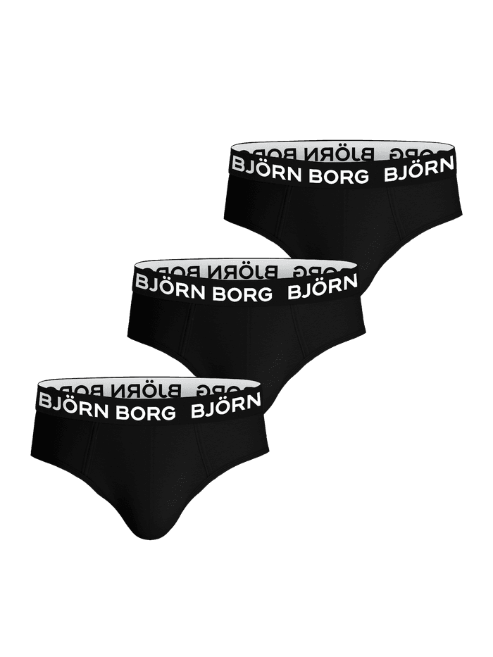 Cotton Stretch Briefs 3-pack in Black, featuring a soft cotton feel and the iconic white logo waistband.