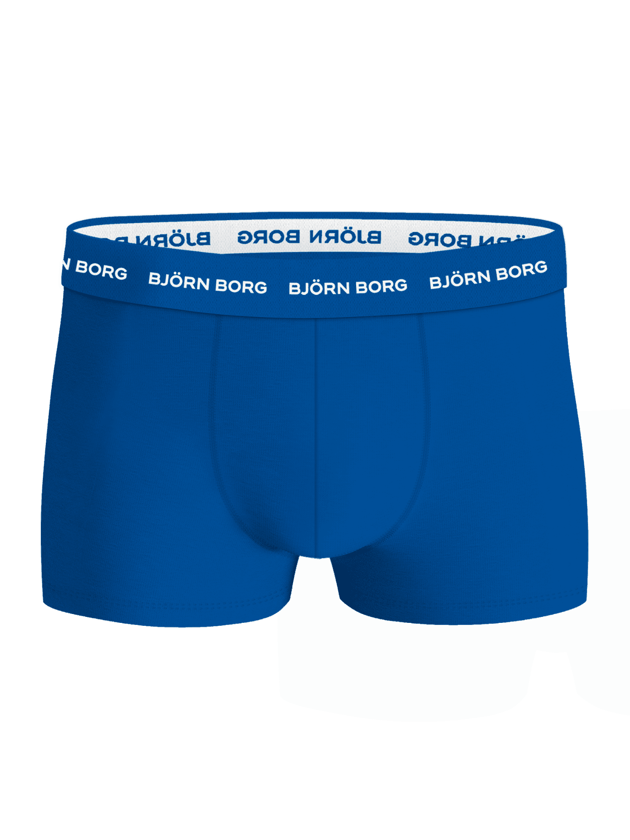 Cotton Stretch Trunks 5-pack in blue and navy, featuring an iconic white logo waistband and a soft, comfortable fit. - Image 5