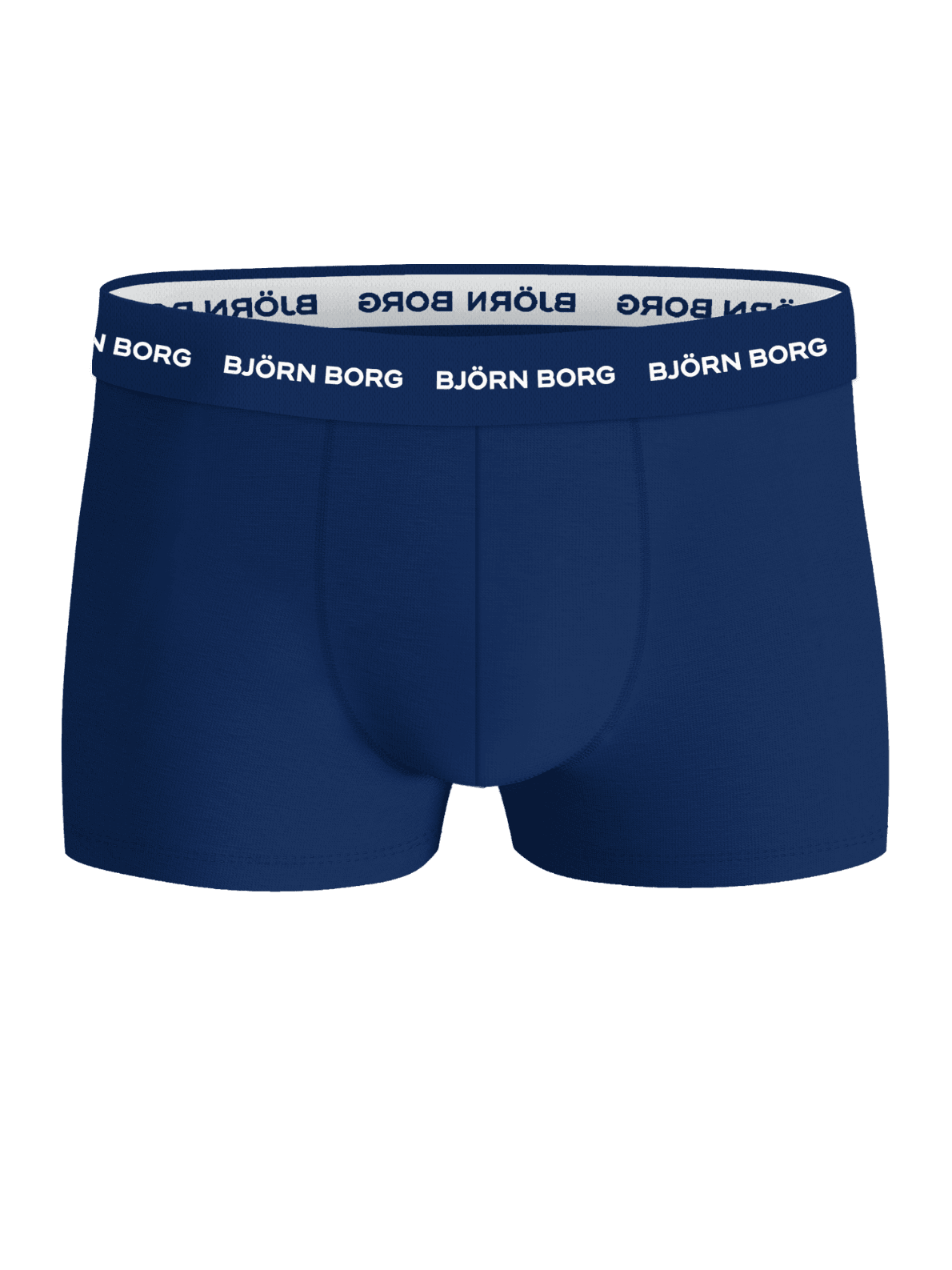 Navy Cotton Stretch Trunks 5-pack featuring a signature white Björn Borg logo on the waistband. - Image 4