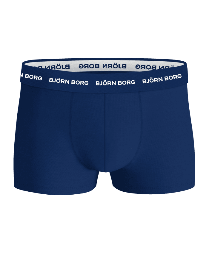 Cotton Stretch Trunks 5-pack in Marineblauw van zacht katoen met een wit Björn Borg-logo op de tailleband. - Image 4