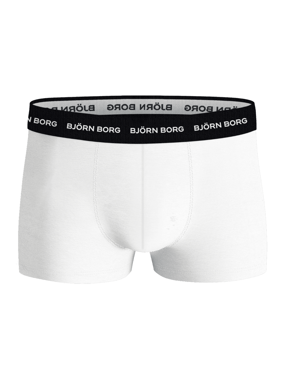 Cotton Stretch Trunks 5-pack in white featuring a black waistband with a white Björn Borg logo and soft fit. - Image 7