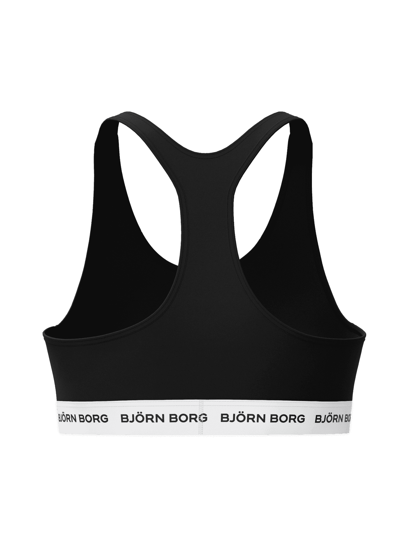 Back view of the Cotton Stretch Logo Soft Top 2-pack for kids in black featuring a racerback and white logo elastic. - Image 3