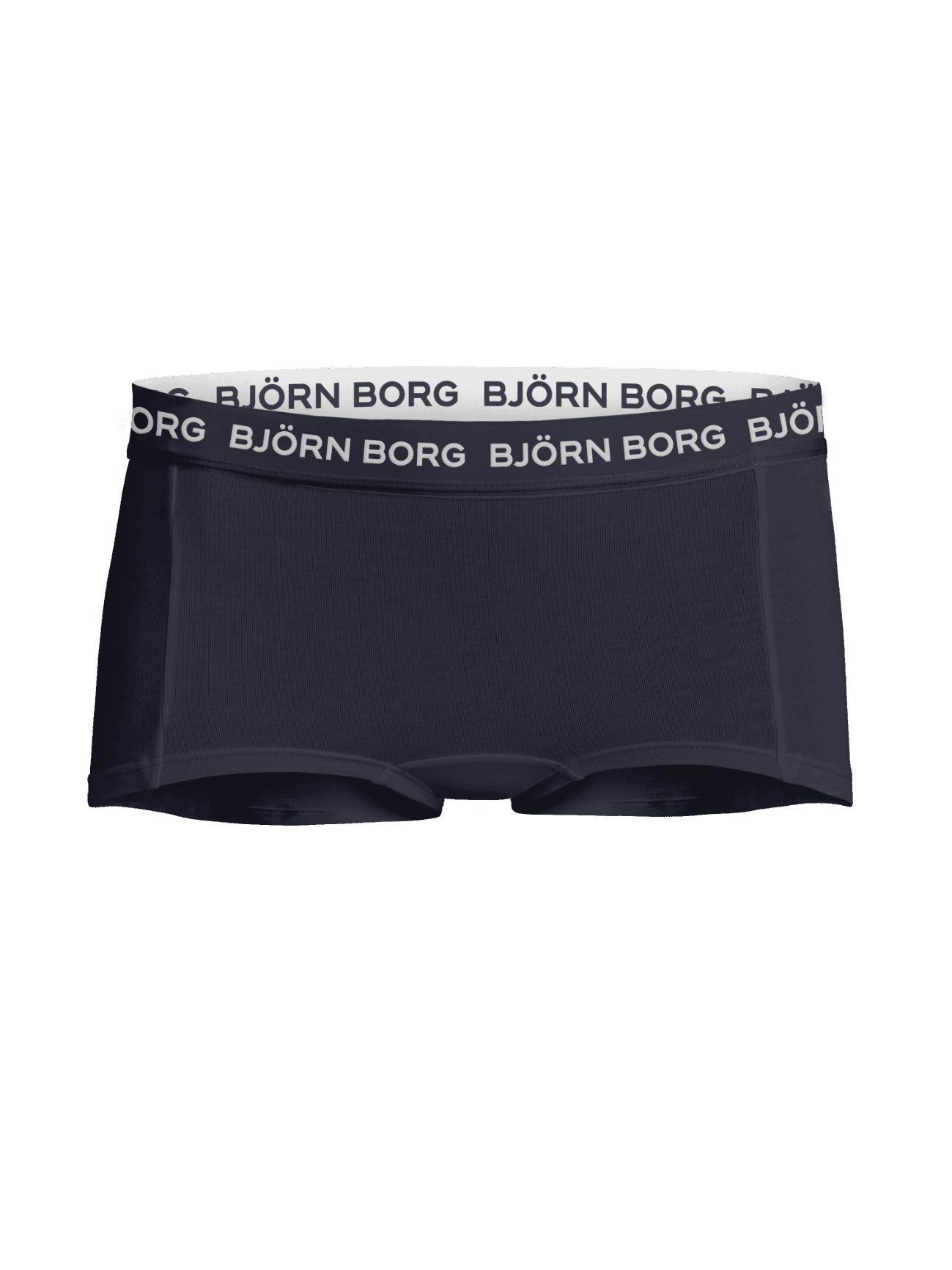 Cotton Stretch Boxers Shorts 5-pack for kids in navy blue, featuring a white Björn Borg logo on the mid-rise waistband. - Image 3