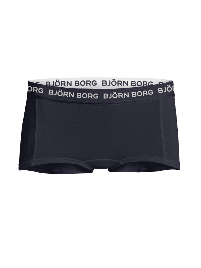 Cotton Stretch Boxers Shorts 5-pack voor kids in marineblauw, met een wit Björn Borg-logo op de halfhoge tailleband. - Image 3