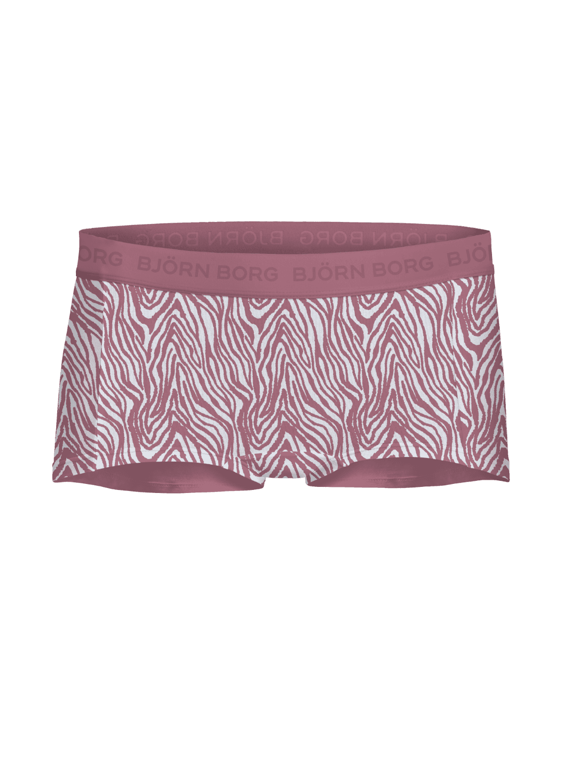 Cotton Stretch Boxers Shorts 5-pack for kids in pink and white zebra print with a signature pink logo waistband. - Image 4