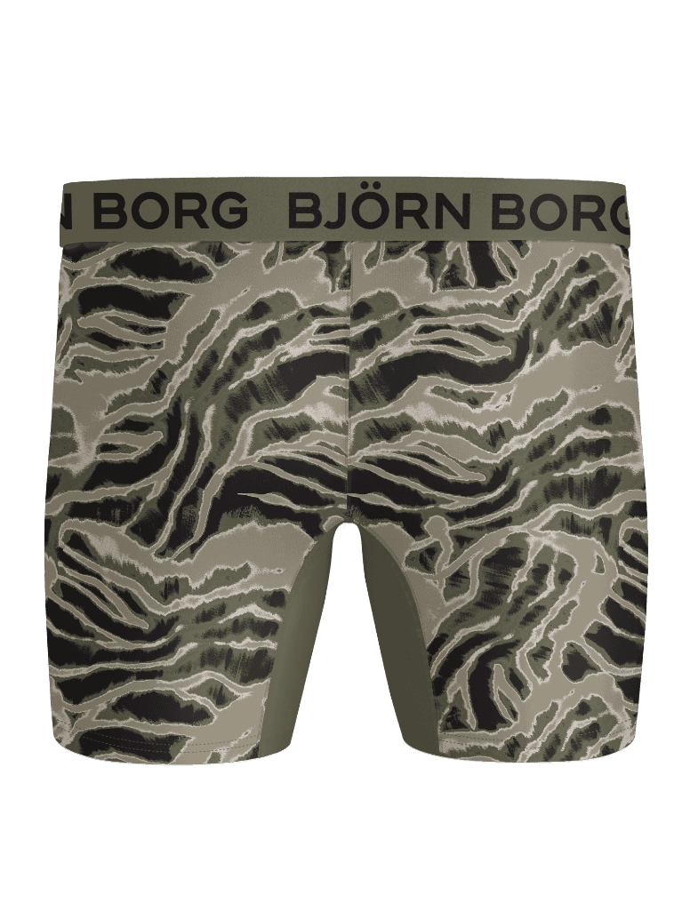 Sports Lightweight Boxers 2-pack for kids featuring a green and black tiger print and black logo, perfect for training. - Image 3