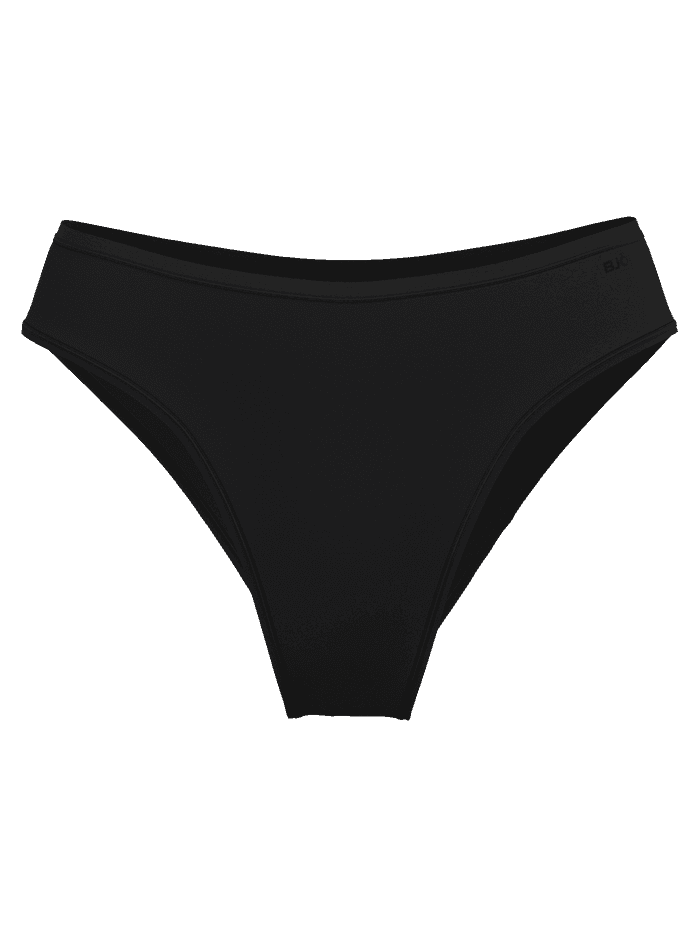 Vue de face du Comfort High Leg Briefs 2-pack en microfibre Noir avec coupe échancrée et logo ton sur ton. - Image 2