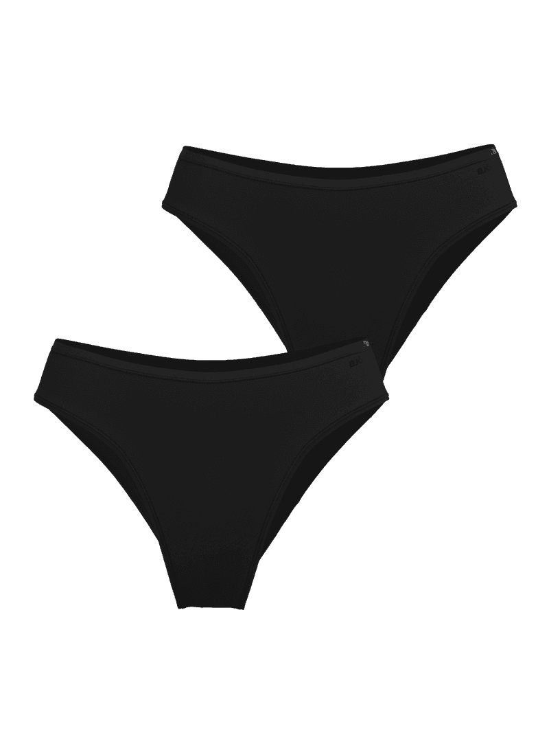 Comfort High Leg Briefs 2-pack in Black, featuring a high-leg fit in soft microfiber with a tonal logo.