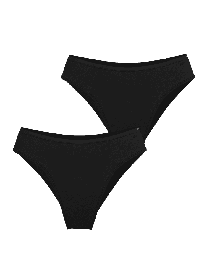 Comfort High Leg Briefs 2-pack in Black, featuring a high-leg fit in soft microfiber with a tonal logo.