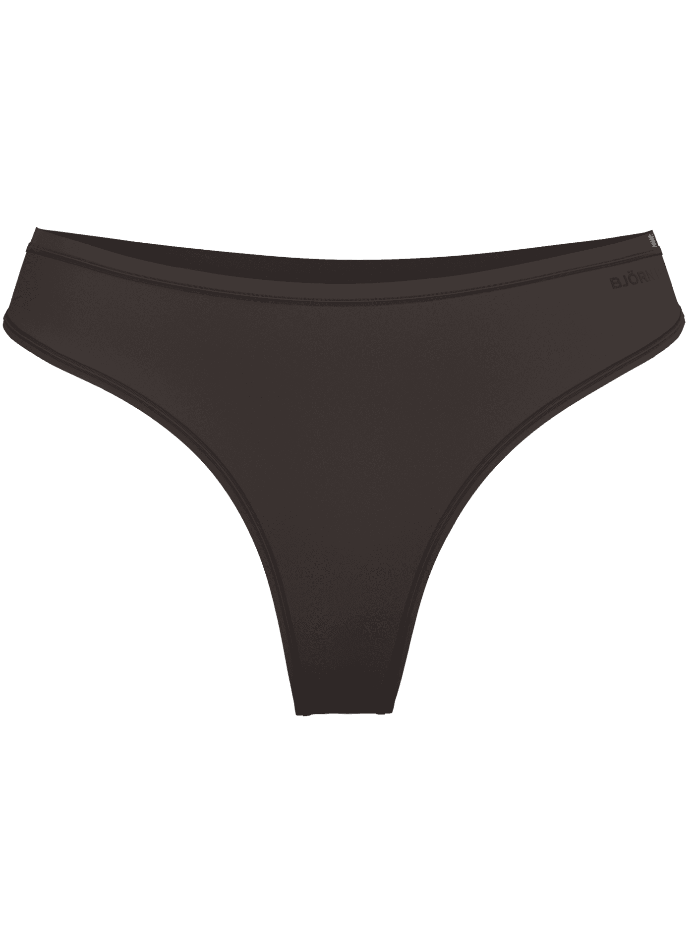 Front view of the Comfort Thongs 2-pack in Brown, featuring a mid-rise fit and tonal logo on sleek stretch microfiber. - Image 2