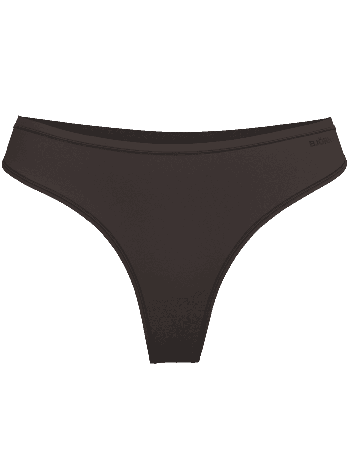 Comfort Thongs 2-pack i Brun set forfra med en mid-rise pasform og tonalt logo i strækbar mikrofiber. - Image 2