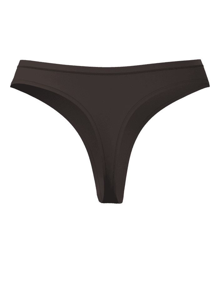 Comfort Thongs 2-pack i Brun set forfra i glat stretch-mikrofiber med mid-rise pasform og tonalt logo. - Image 3