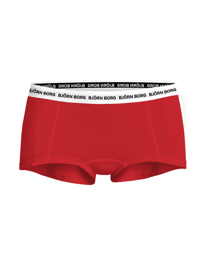 Vorderansicht der Logo Boxers Shorts 3-pack in Rot aus Baumwoll-Stretch mit weißem Markenbund und schwarzem Logo. - Image 3