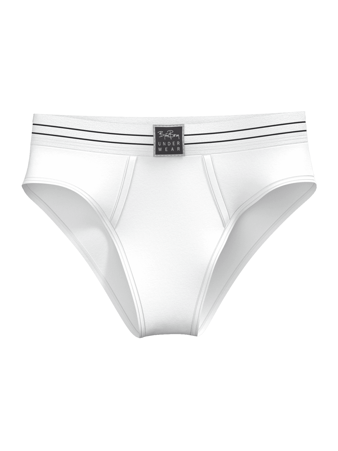White Original Briefs 2-pack for women in cotton stretch with a high-waisted fit, black striped waistband and grey logo. - Image 3