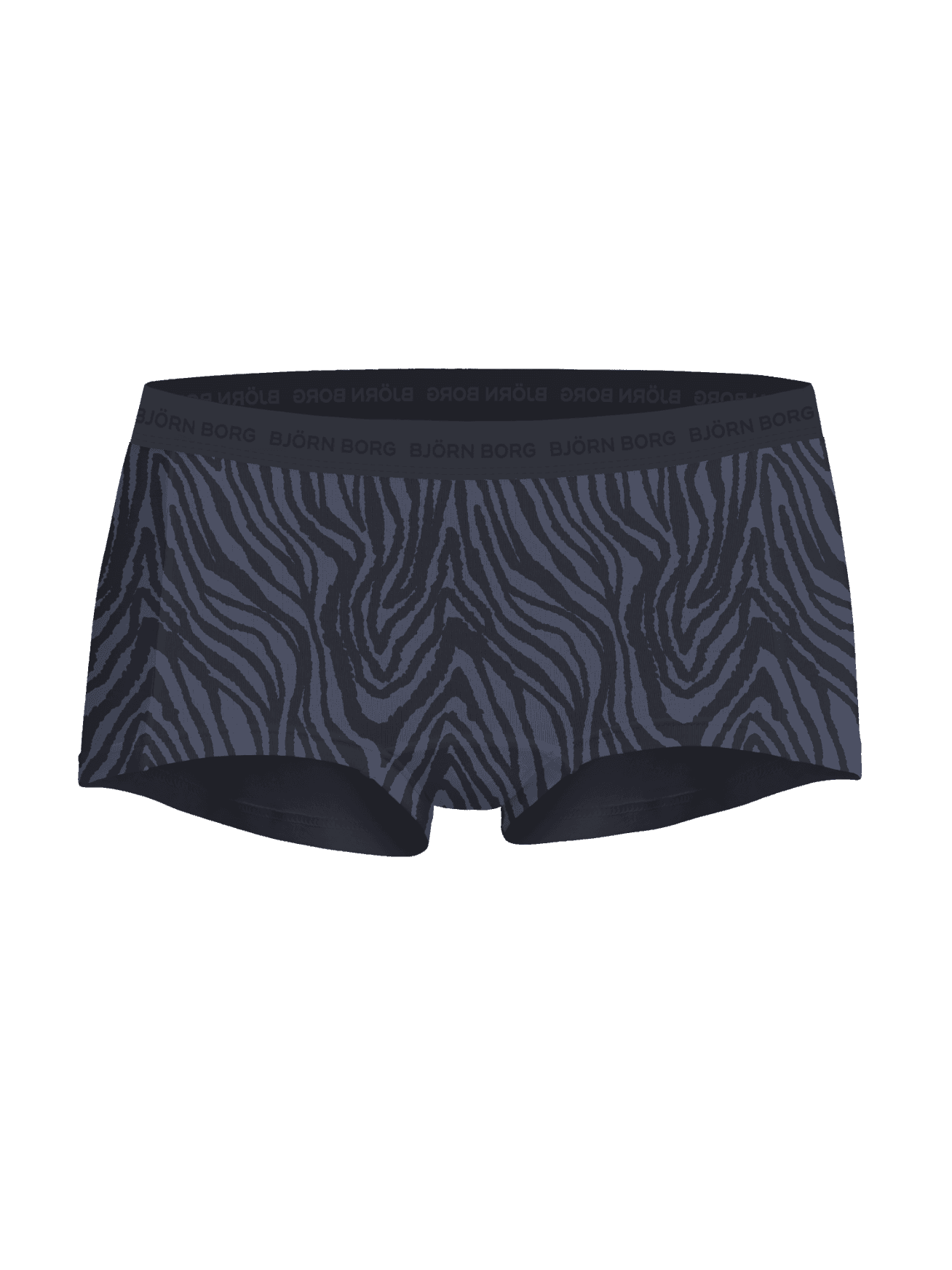 Everyday Cotton Boxers Shorts 5-pack in a blue and black zebra print with a black microfiber logo waistband. - Image 4