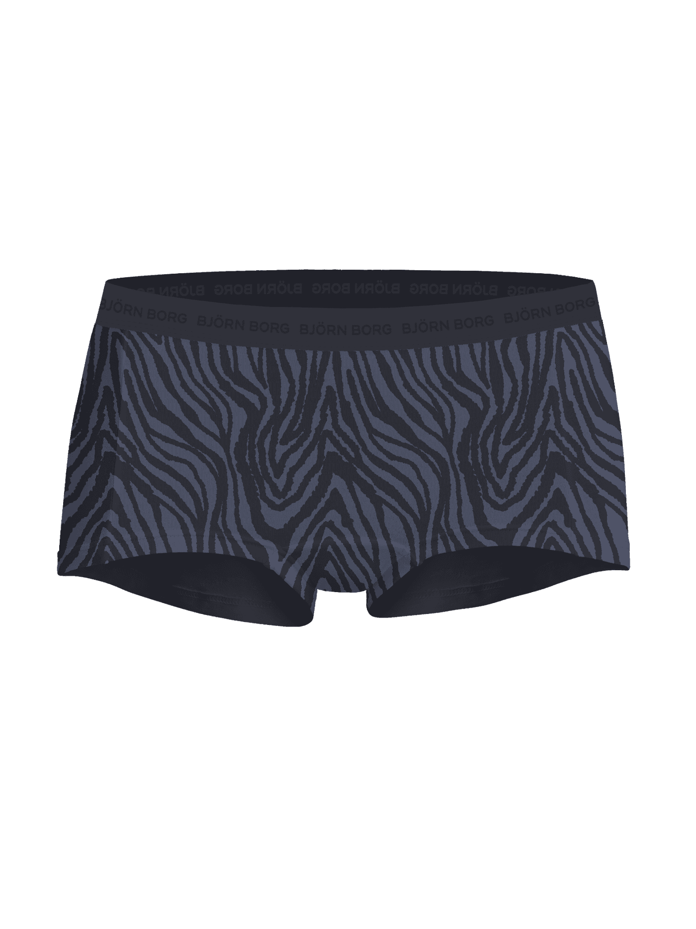 Everyday Cotton Boxers Shorts 2-pack in blue with a dark zebra print and a black microfiber logo waistband. - Image 2