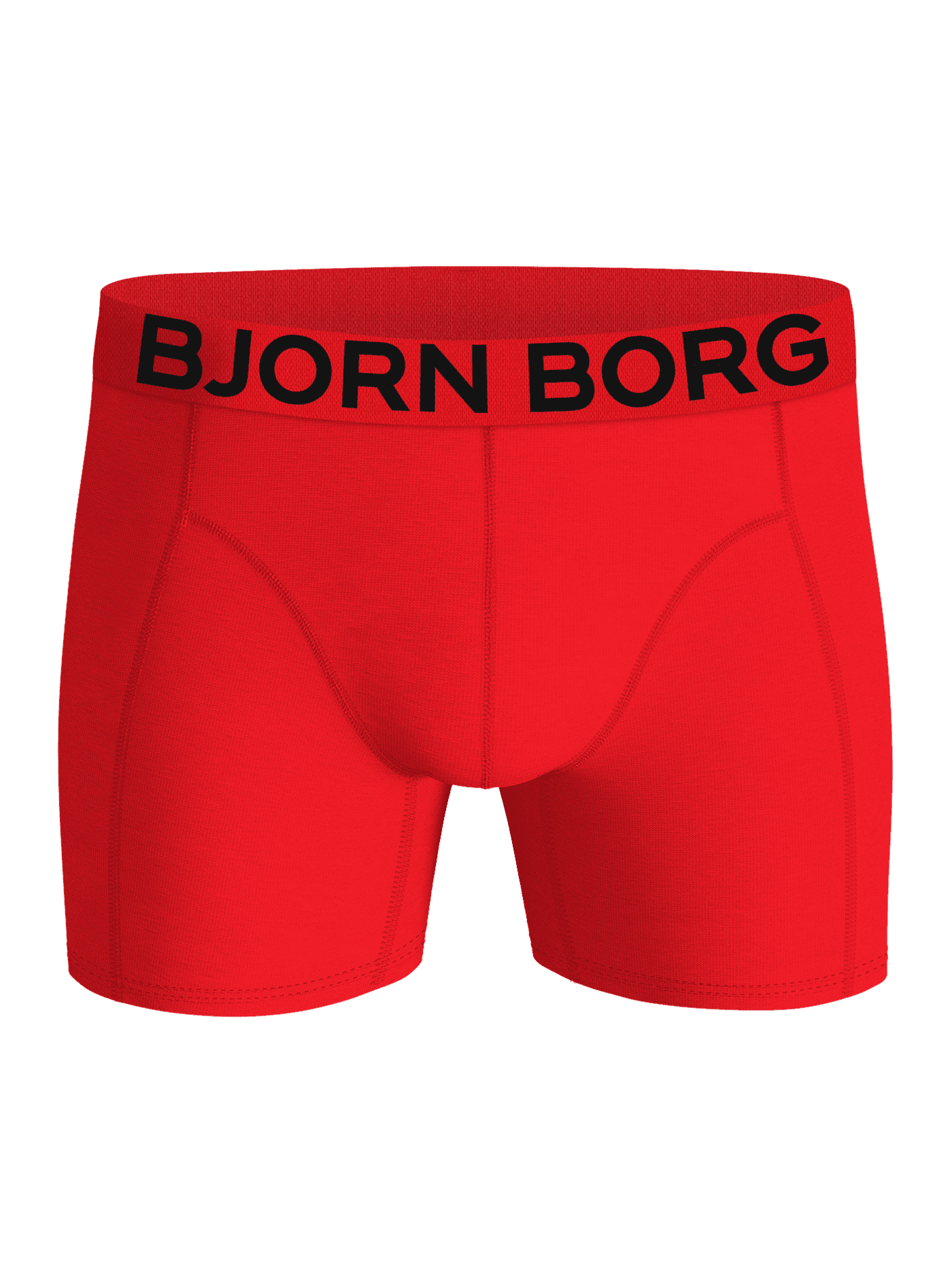 Organic Cotton Stretch Boxers 3-pack in red featuring soft boxer briefs with a signature black logo waistband. - Image 4