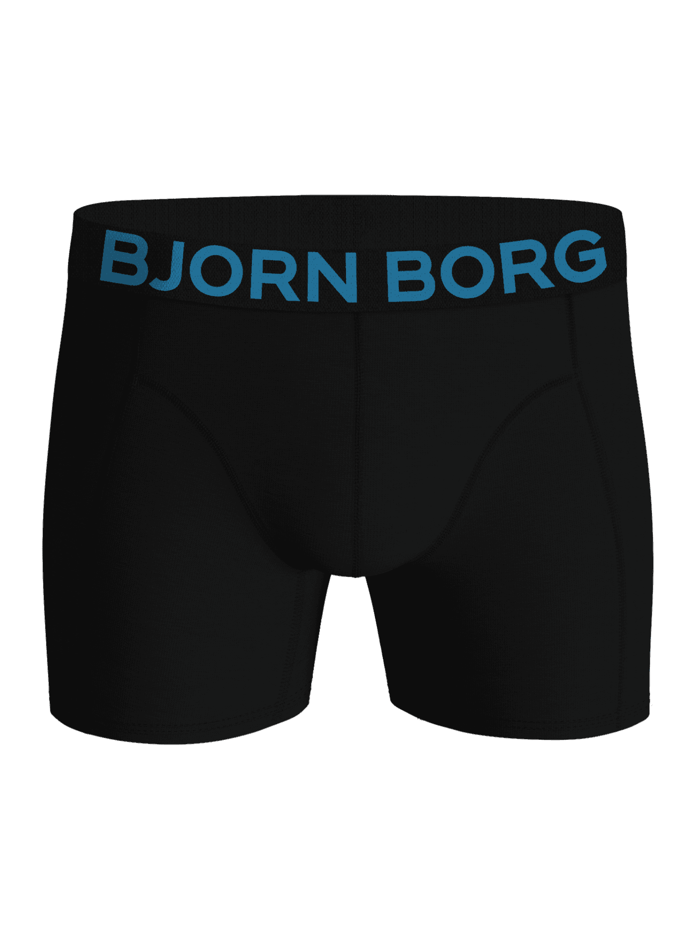 Front view of Organic Cotton Stretch Boxers 3-pack in black featuring a blue logo on the elastic waistband. - Image 5