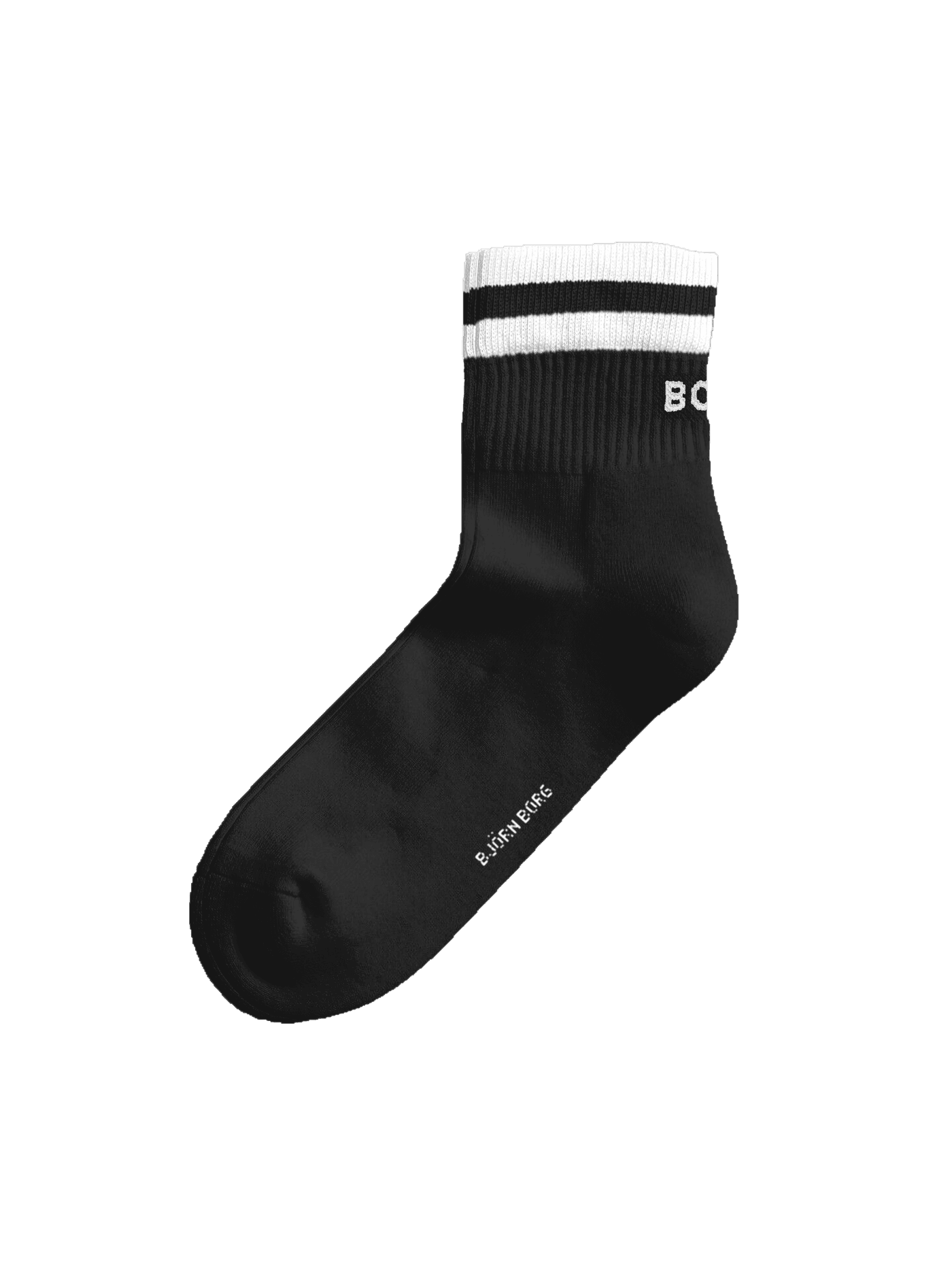 Classic Mid Ankle Socks 3-pack in black and white with a cushioned foot, striped ribbed cuff, and white Björn Borg logo. - Image 2