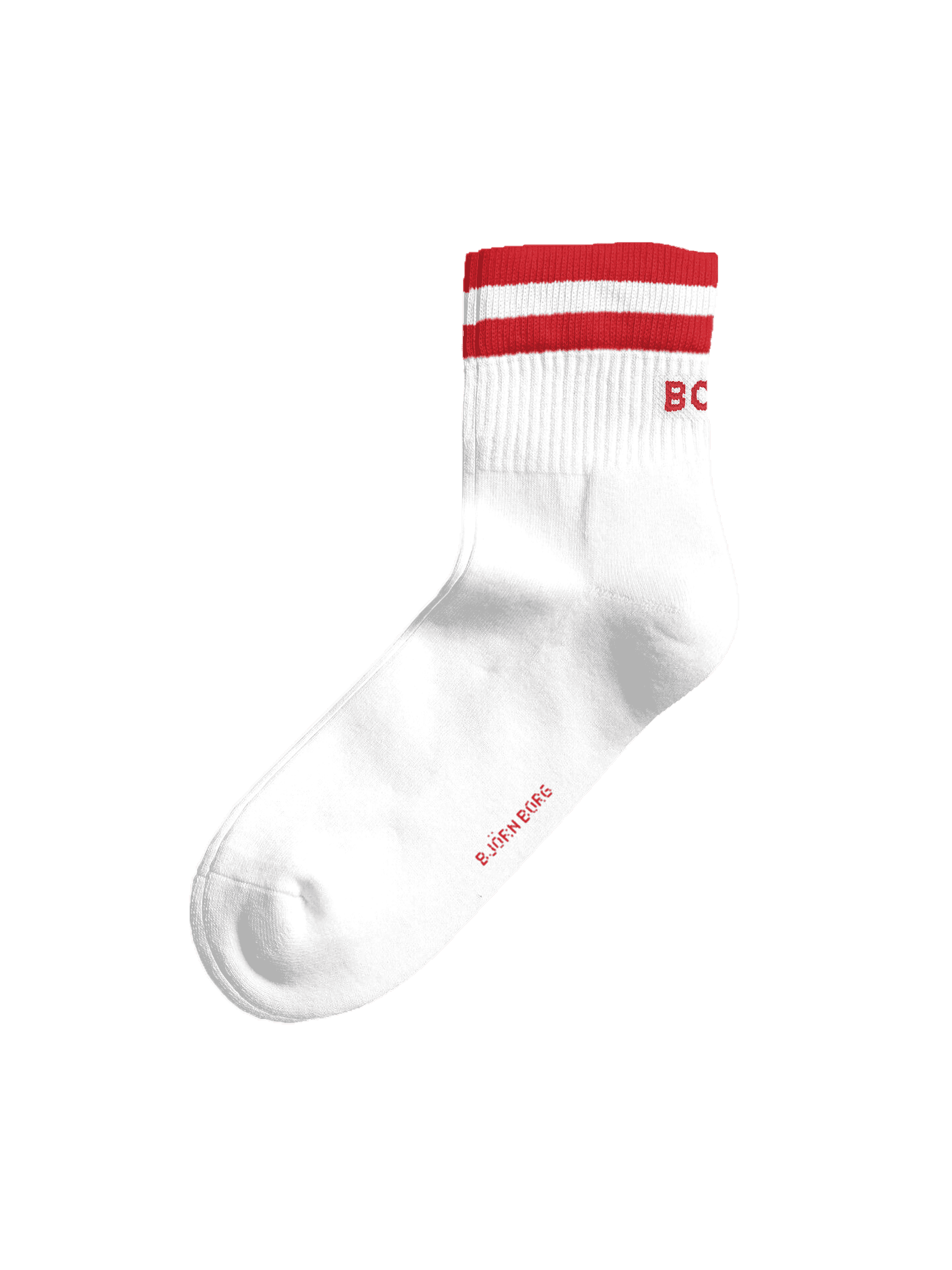 White and red Classic Mid Ankle Socks 3-pack featuring a ribbed cuff with stripes and a red Björn Borg logo. - Image 4