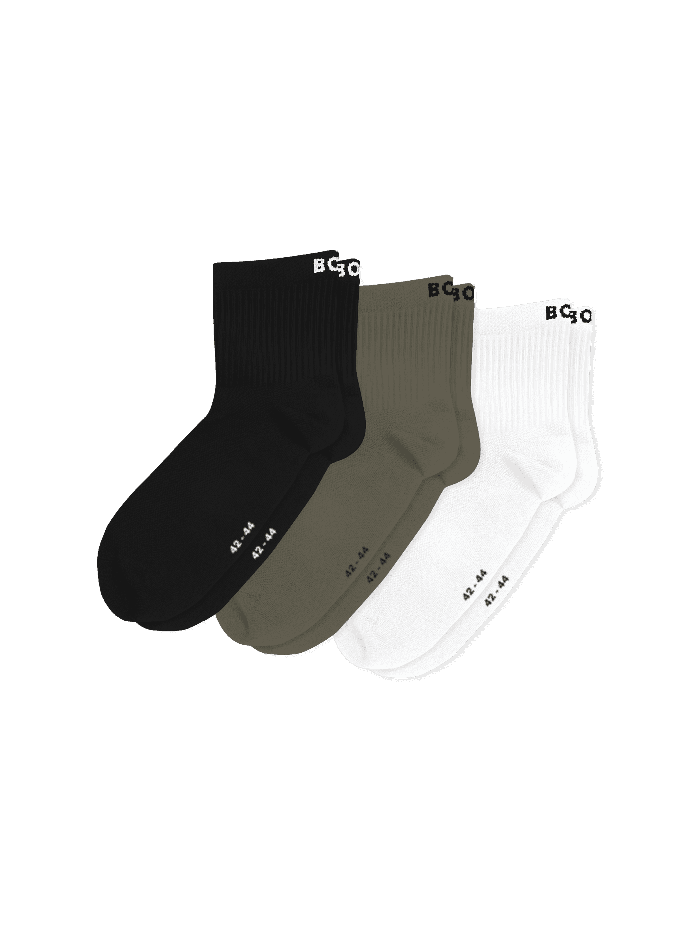 Sports Mid Ankle Socks 3-pack in black, green and white for training, featuring a mid ankle length and smooth polyamide. - Image 1