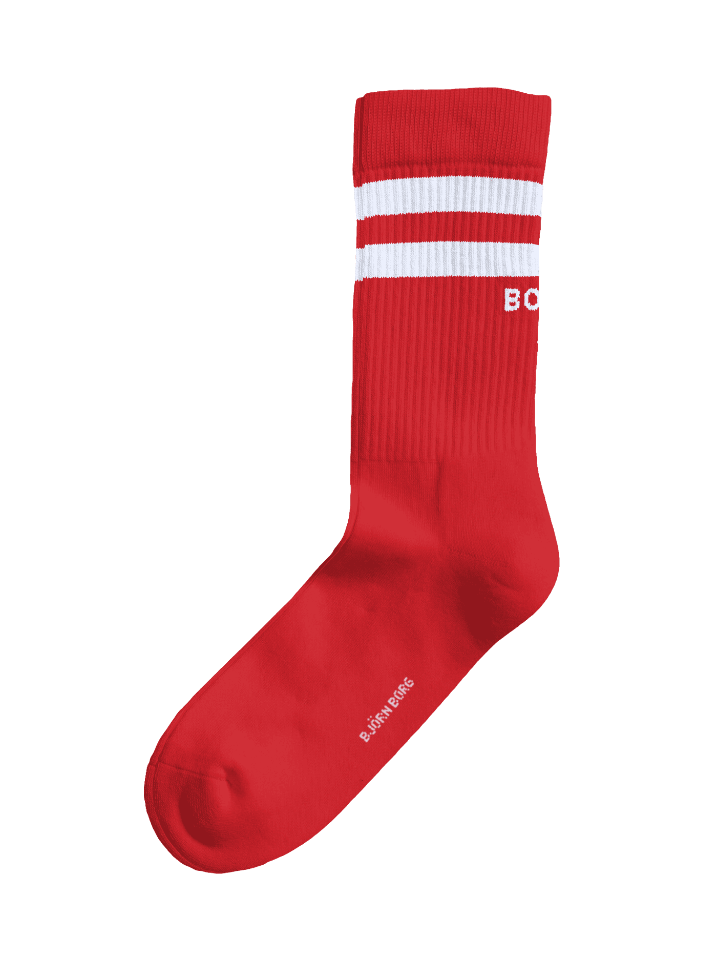 Red and white cotton Classic Crew Socks 3-pack featuring a comfortable ribbed cuff, stripes, and a white Björn Borg logo. - Image 3