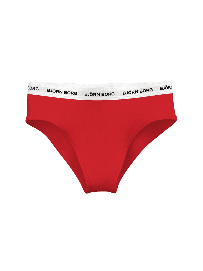 Rode Cotton Stretch Logo Briefs 3-pack voor kids met een witte tailleband en zwart Björn Borg-logo. - Image 3