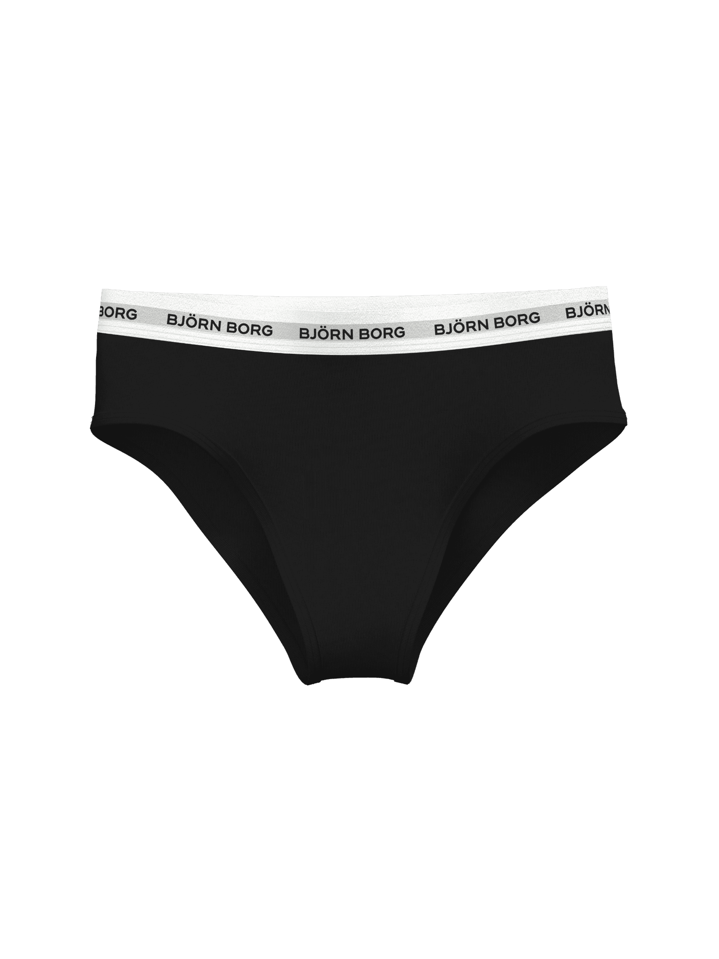Black Cotton Stretch Logo Briefs 3-pack for kids featuring a white waistband with black Björn Borg logos. - Image 2