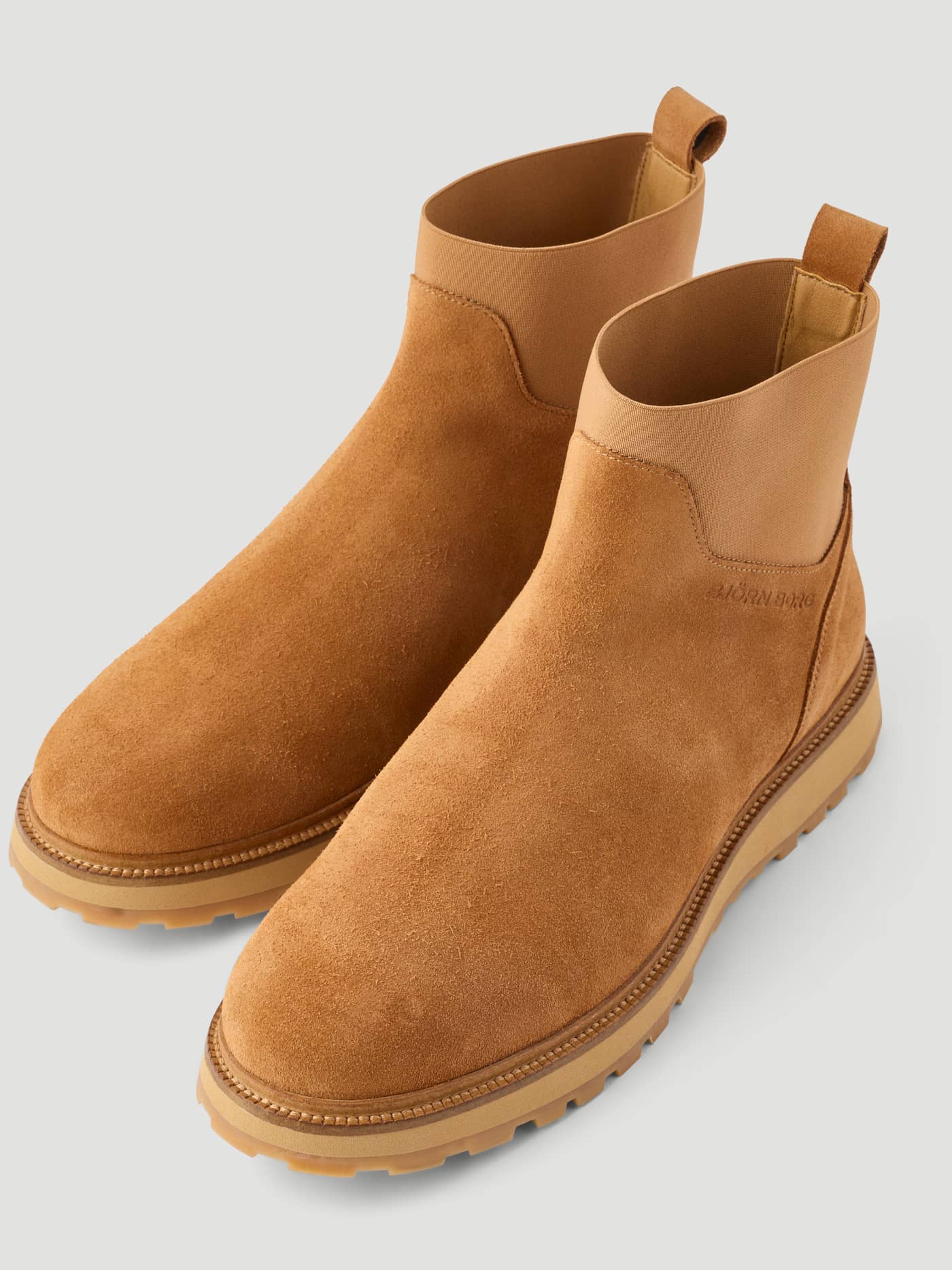 Men's Summit Chelsea Boots in Brown leather with elastic side panels and a matching debossed logo. - Image 5
