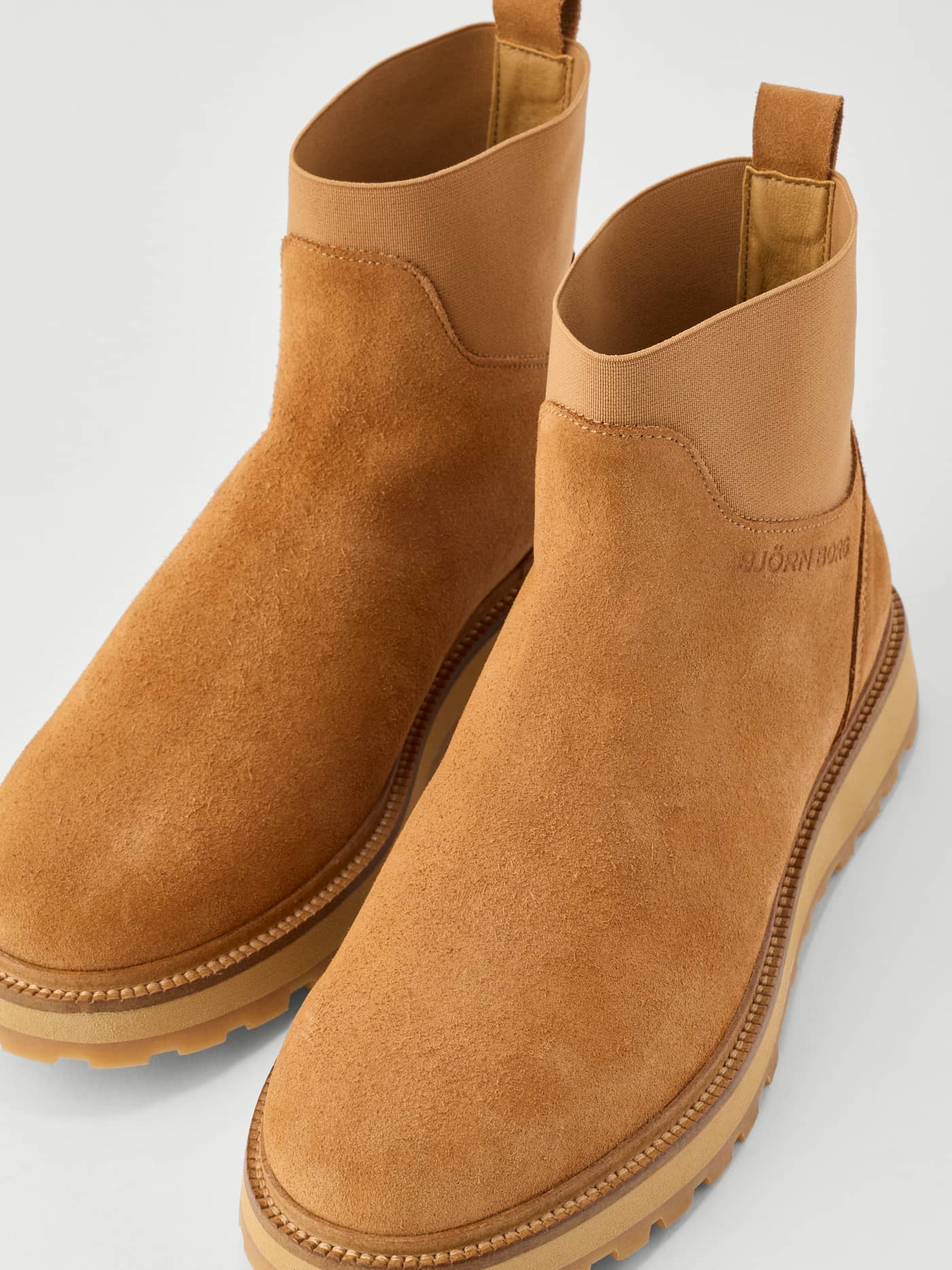 Women's Summit Chelsea Boots in Brown, featuring a premium suede finish, chunky sole, and embossed side logo. - Image 5