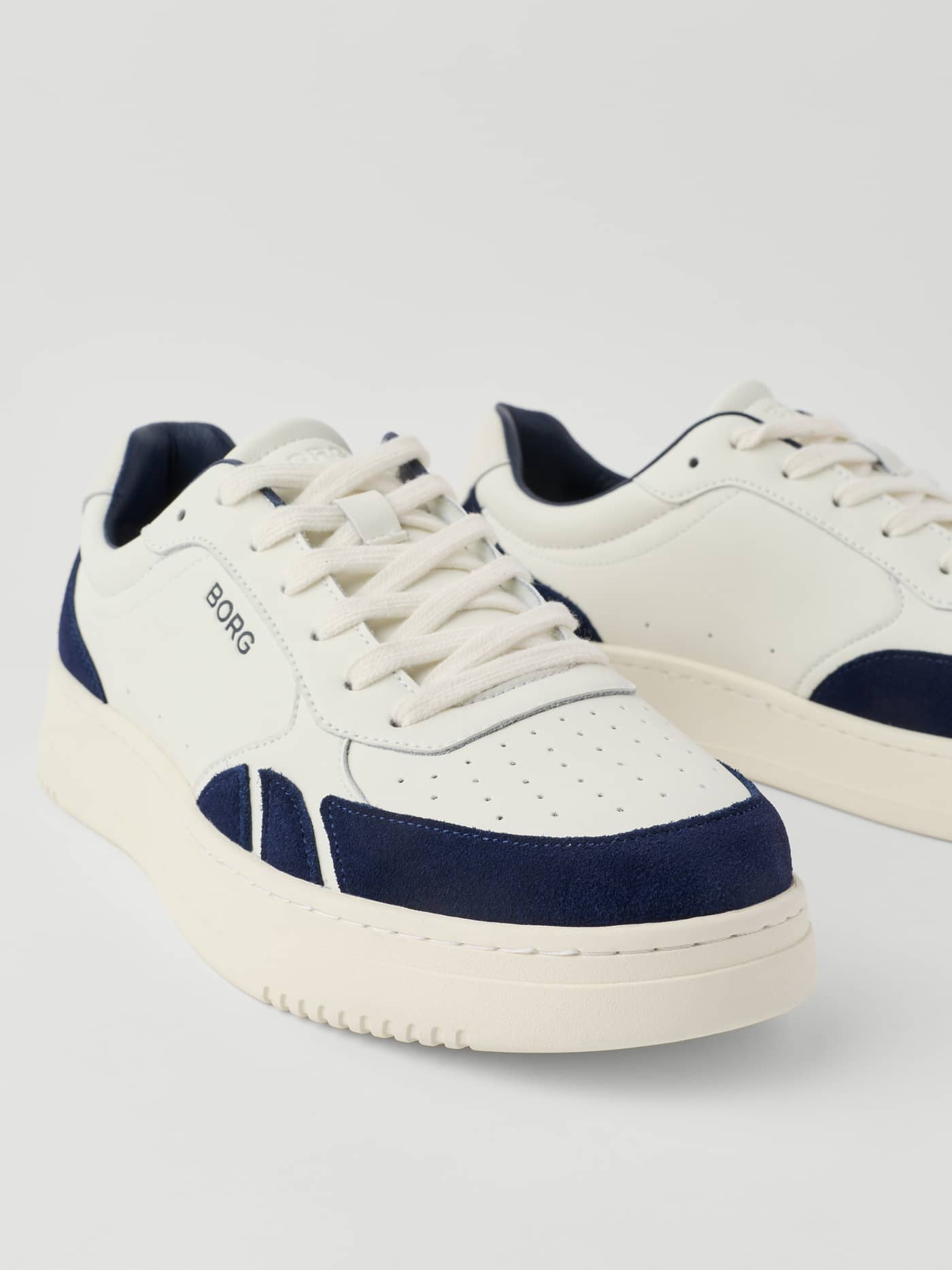 Men's Victory Leather Sneakers in White and Navy, featuring a premium tennis design, suede accents, and a navy logo. - Image 5