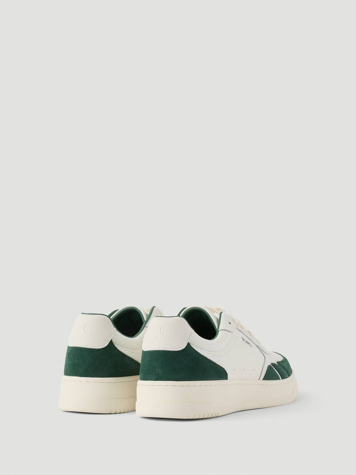 Men's Victory Leather Sneakers in White and Green, showing a rear view of the tennis-inspired leather and suede design. - Image 3
