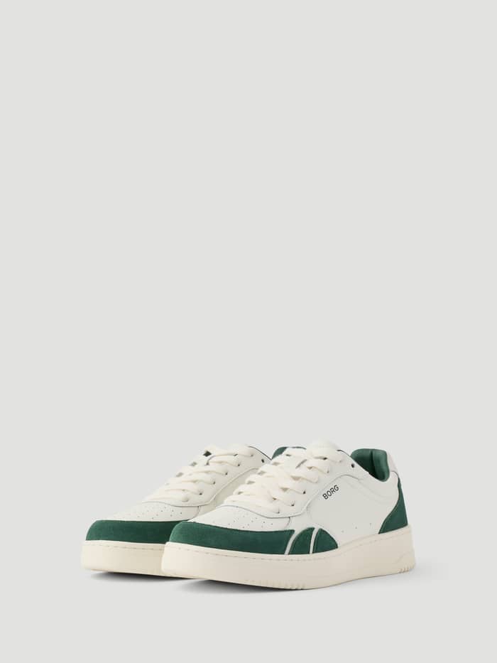 Women's Victory Leather Sneakers i hvid og grøn med sort logo og ruskindsdetaljer i klassisk tennisstil. - Image 3