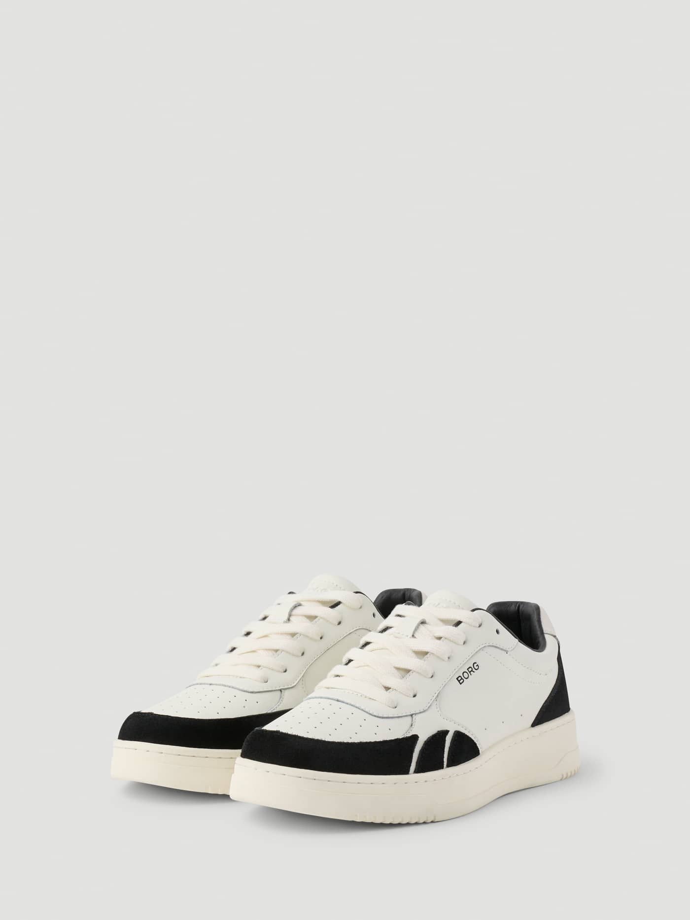Women's Victory Leather Sneakers in White and Black leather with suede accents, a tennis-inspired design, and a black logo. - Image 2