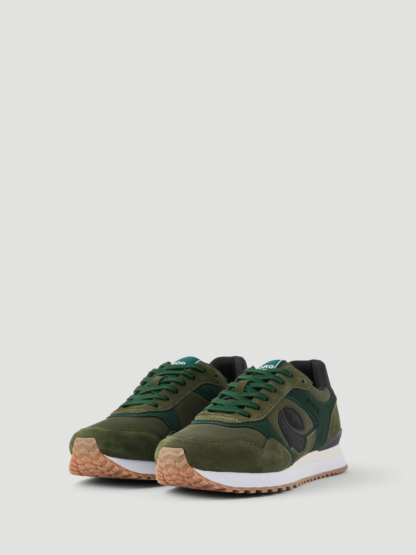 Men's Pulse Sneakers in Green featuring premium suede and polyester panels with a black logo for running. - Image 2