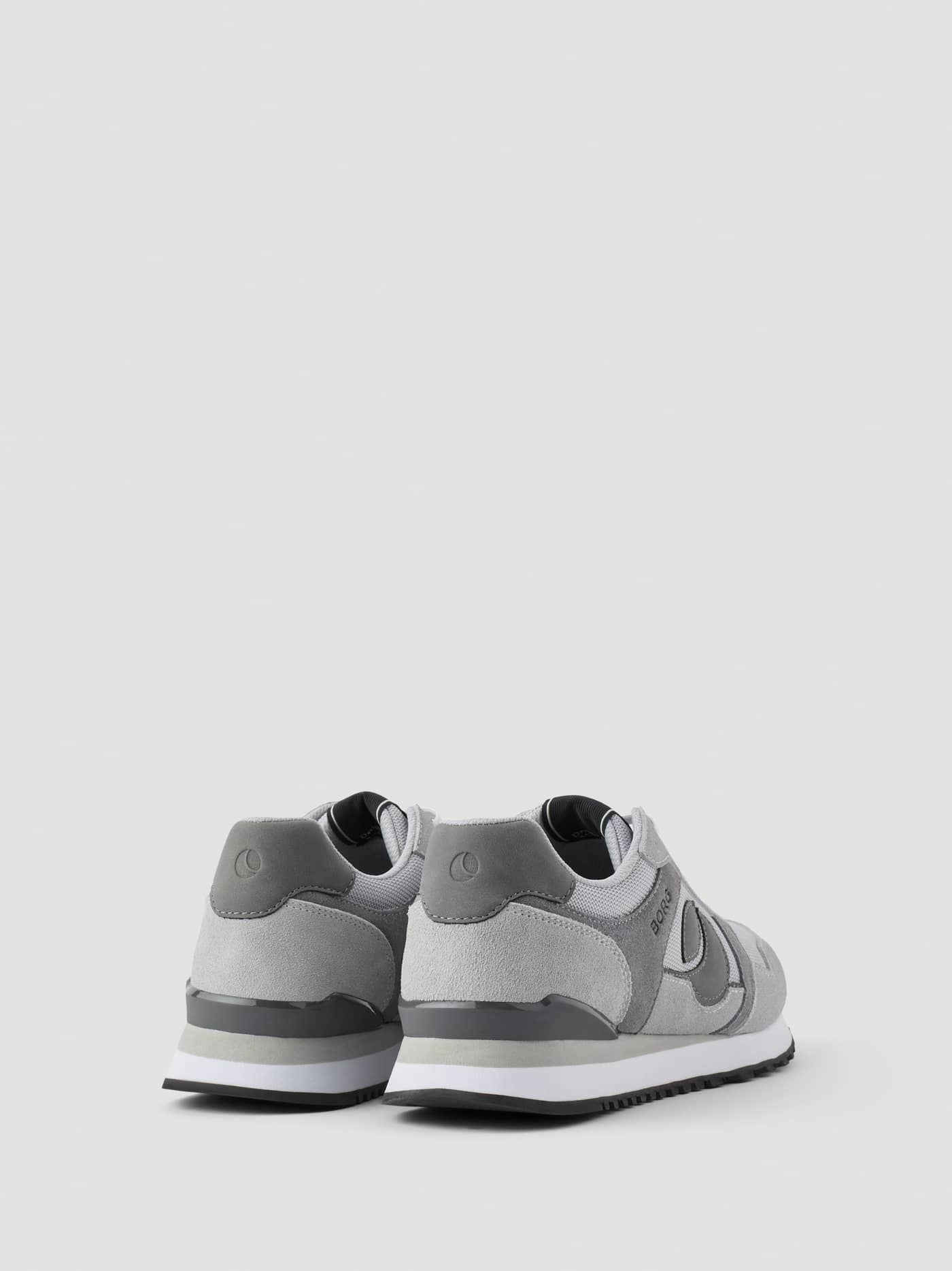 Back view of Men's Pulse Sneakers in Grey featuring premium suede panels and a technical design for running. - Image 3