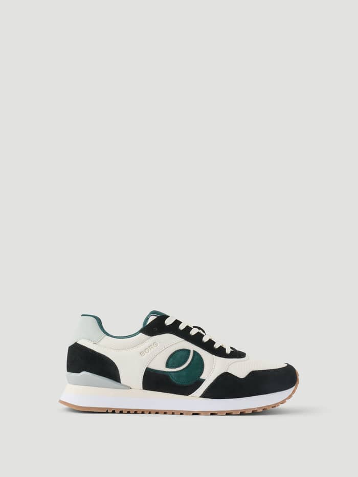 Men's Pulse Sneakers in zwart en groen voor hardlopen met suède overlays en een groen zijlogo. - Image 2