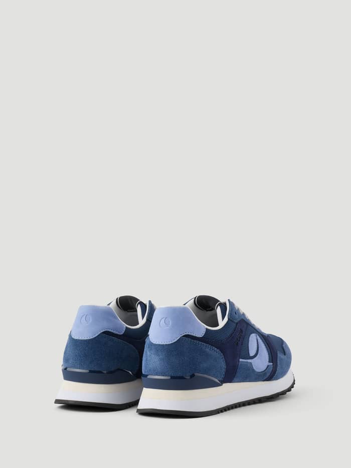 Achteraanzicht van de Men's Pulse Sneakers in Navy met technische suède overlays en mesh voor hardlopen. - Image 3