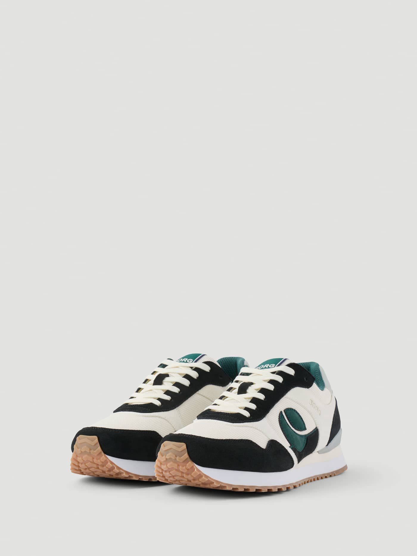 Men's Pulse Sneakers in Black and Green featuring suede panels and a green logo for a premium running style. - Image 3