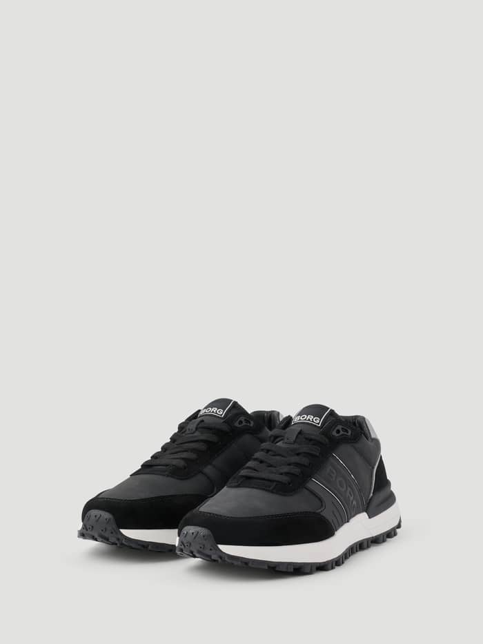Men's Pace Nu Sneakers in zwart met suède en mesh details en een wit Borg-logo voor een premium running-look. - Image 2