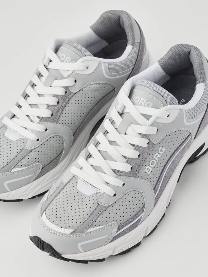 Women's Alley Sneakers in Grijs en Wit met een running-design, geperforeerde panelen en BORG-branding. - Image 5