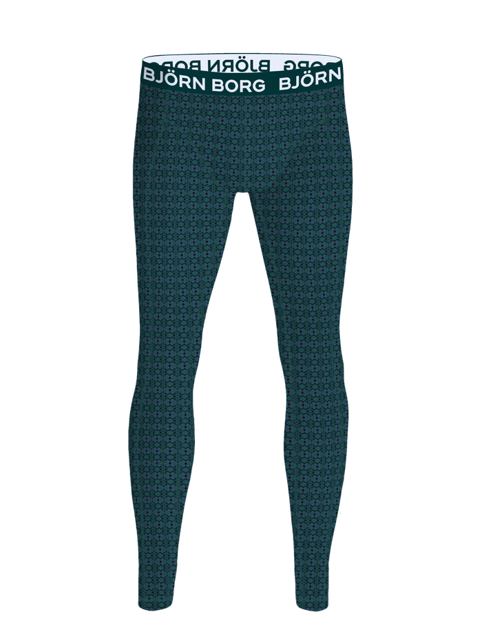 Cotton Stretch Long John 1-pack in Marine mit geometrischem Cross 3-Print und weißem Björn Borg-Logobund.