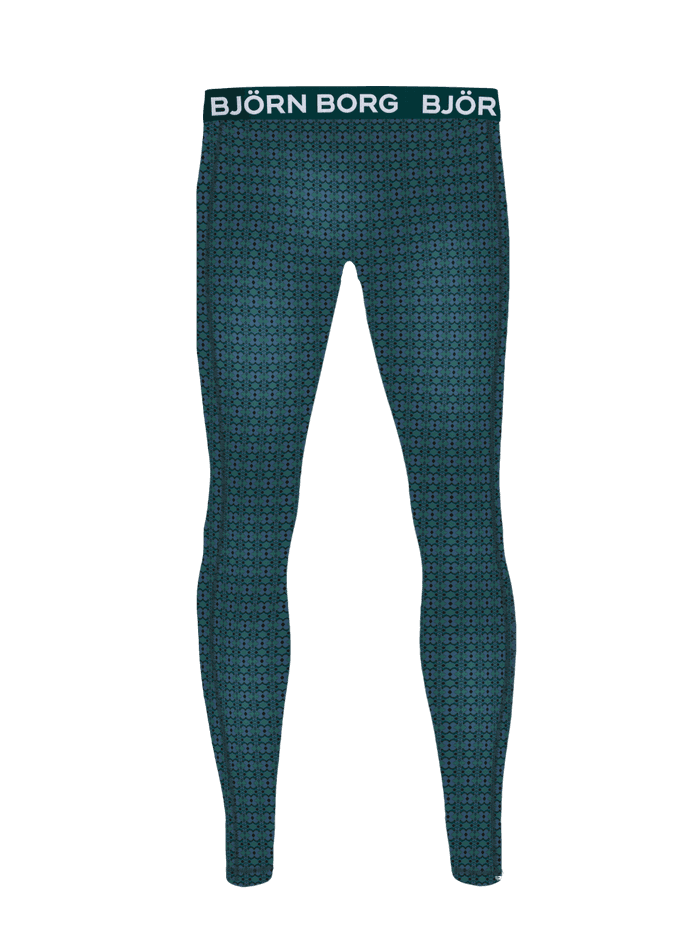 Cotton Stretch Long John 1-pack in Navy featuring a geometric cross print and a white Björn Borg logo waistband. - Image 2