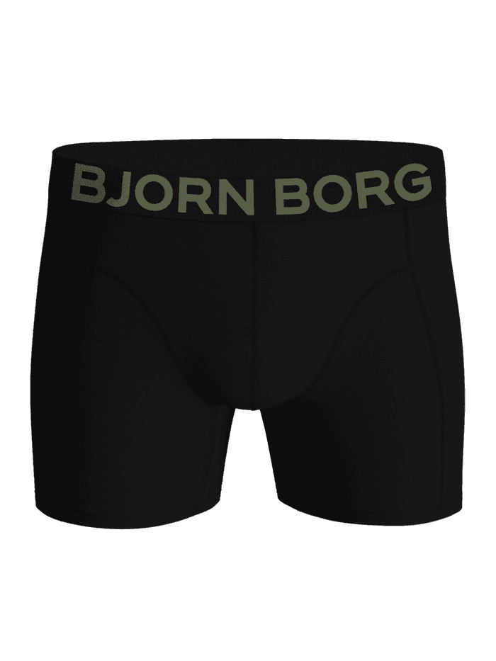 Organic Cotton Stretch Boxers 5-pack in zwart met een groen logo op de tailleband voor zachte ondersteuning. - Image 4