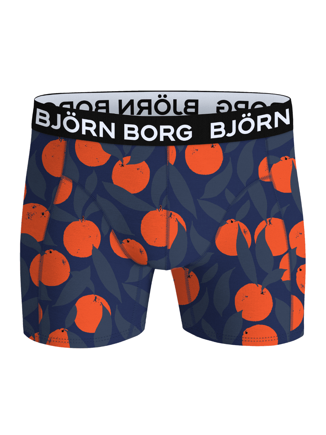 Microfiber Boxers 1-pack in Orange featuring a fruit print and a black waistband with a white logo on smooth boxer briefs. - Image 1