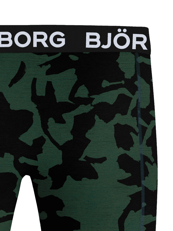 Microfiber Boxers 1-pack in Mediterranean 3-print (Groen en Zwart) van sneldrogende microvezel met een wit logo. - Image 3