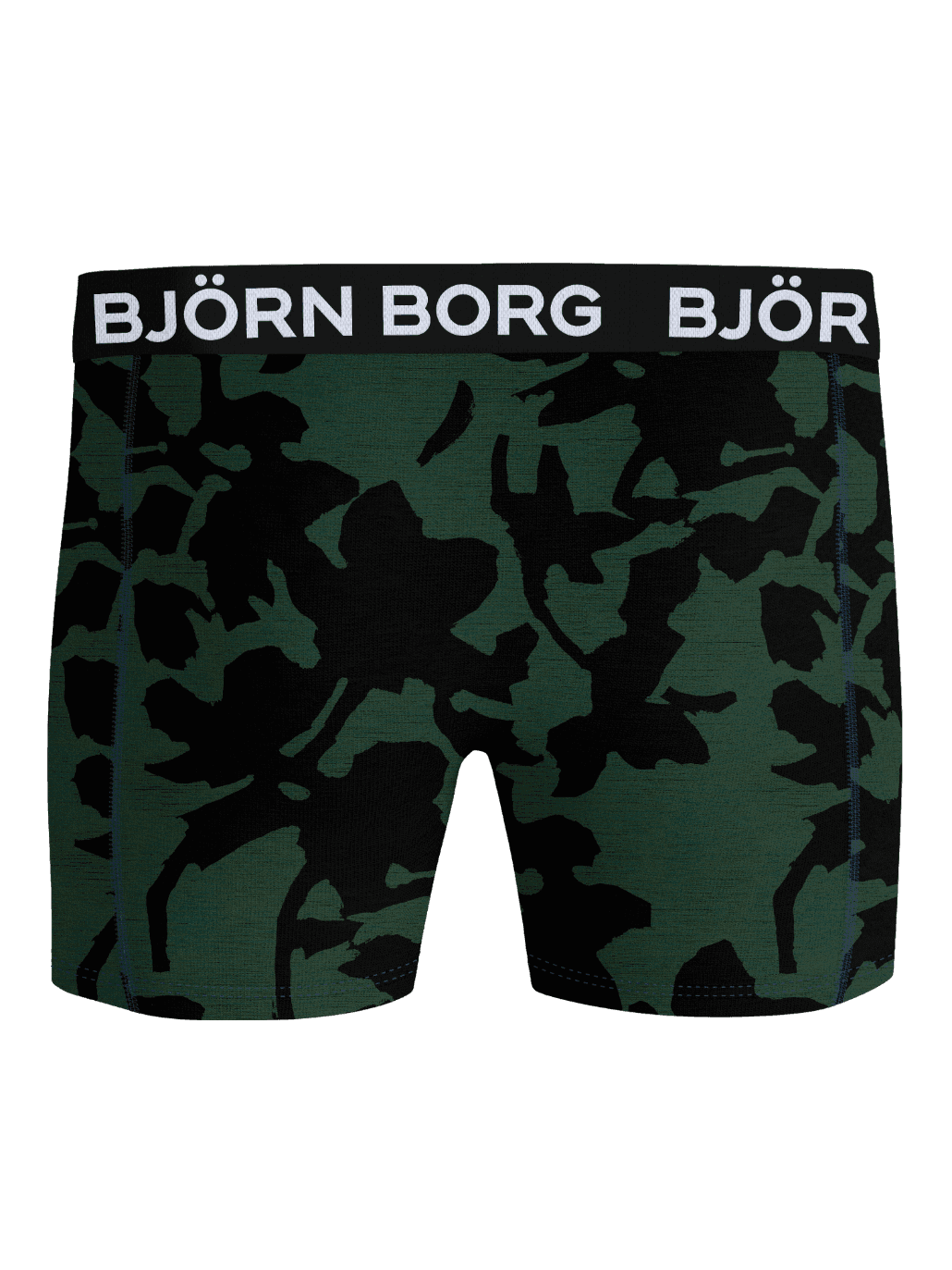Microfiber Boxers 1-pack in Mediterranean 3 (Black, Green) featuring a dark leaf print and white logo on the black waistband. - Image 2