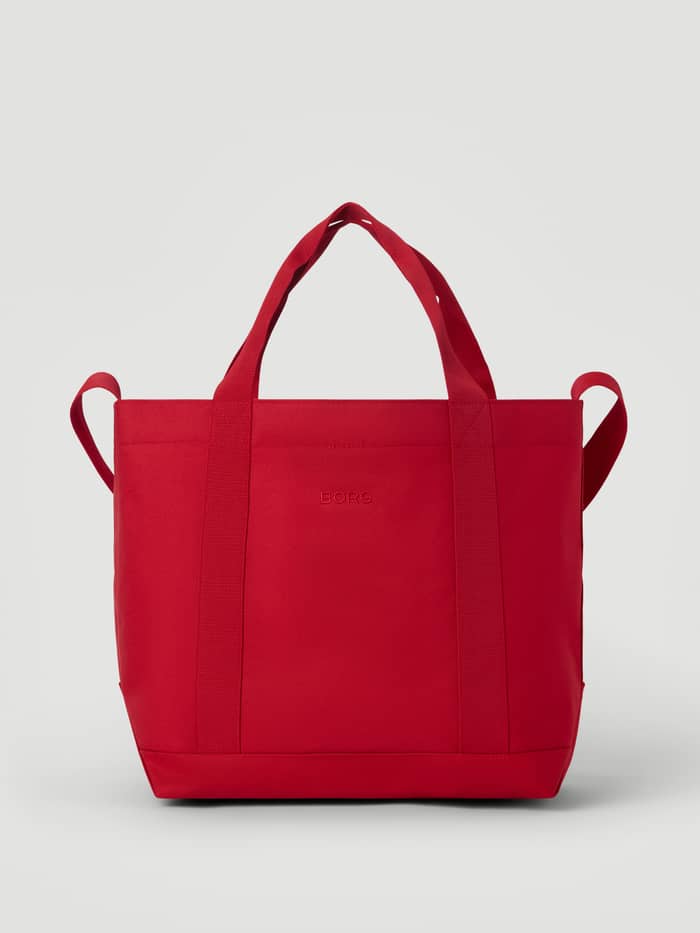 Borg Day To Day Tote M - 17L in Samba (Red) training bag featuring tonal logo embroidery and fixed straps.